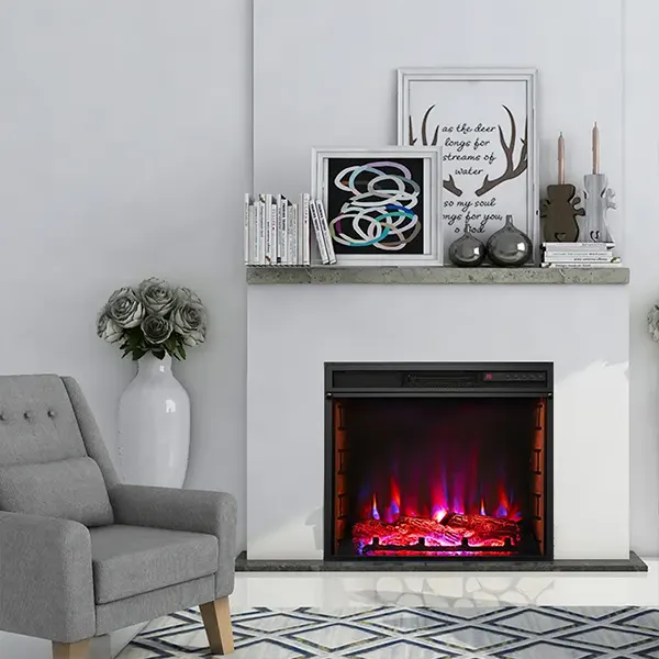 Embedded electric fireplace scene picture3