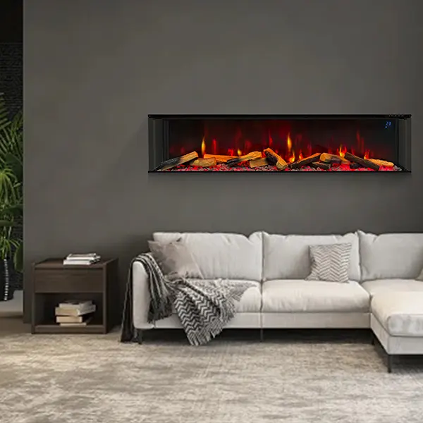 Three sided fireplace