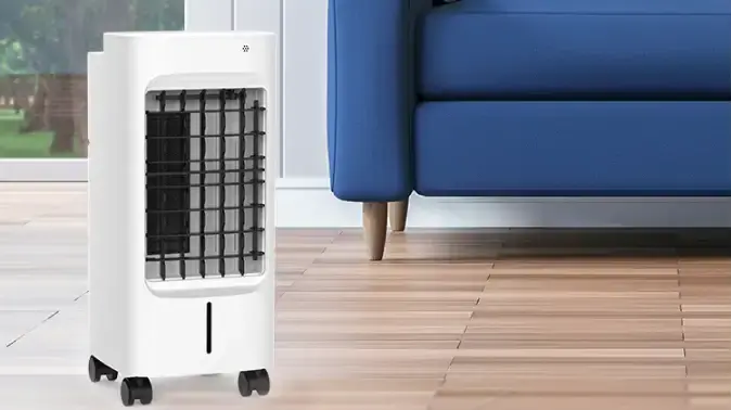 air cooler beside sofa