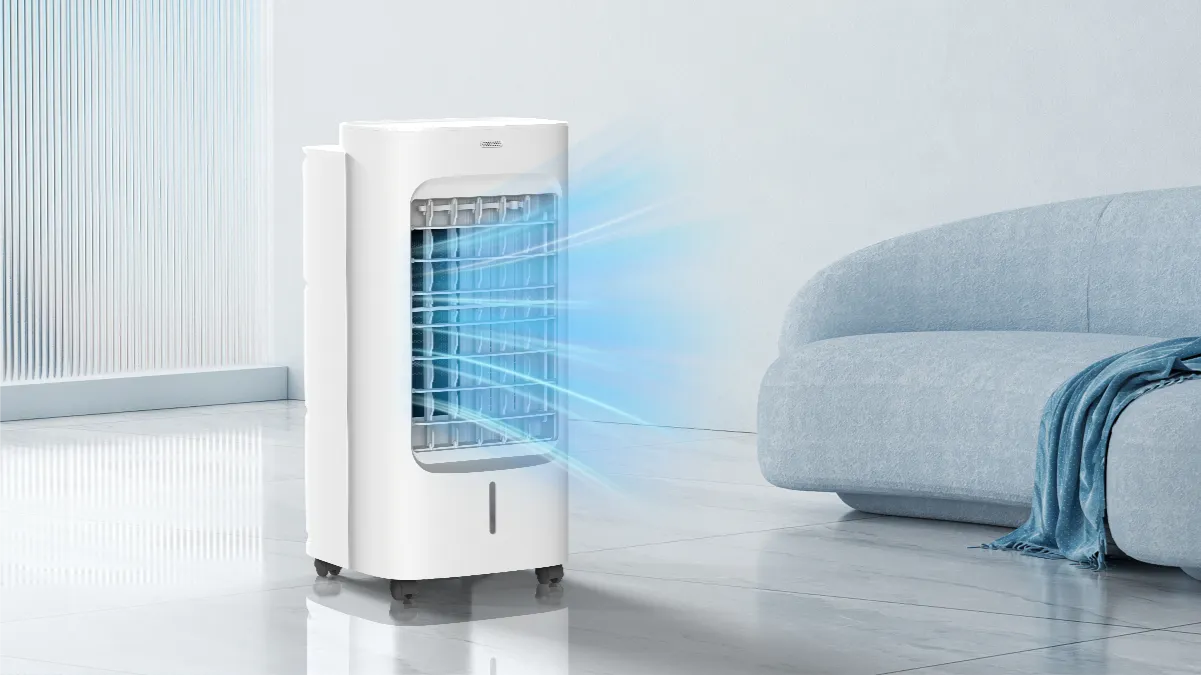 a white working air cooler