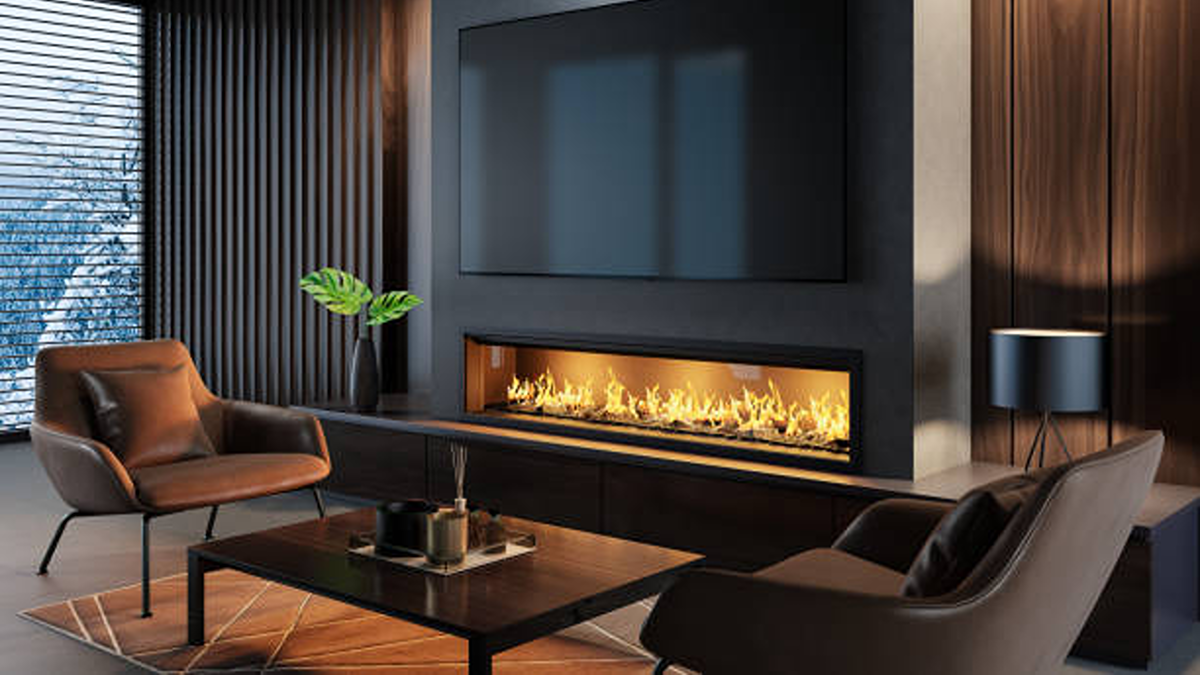 TV with modern electric fireplace