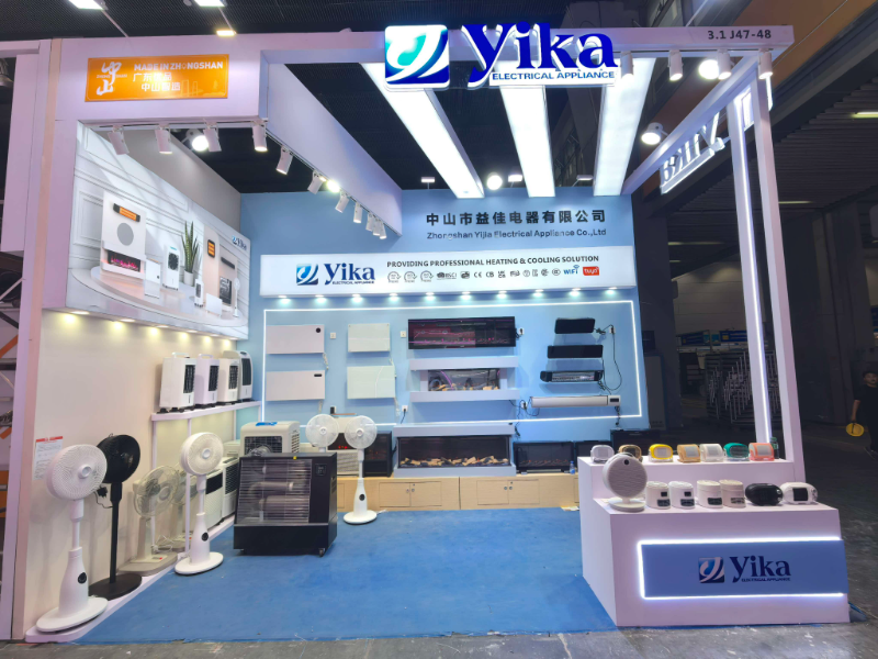 Yika Electrical Appliance booth showcasing heating and cooling solutions at Canton Fair 2026.